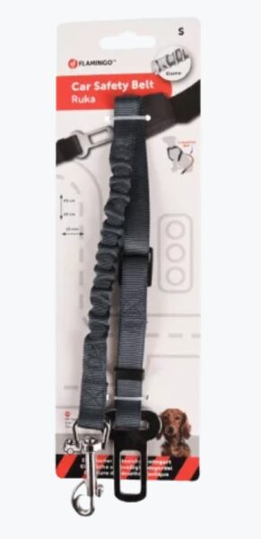  Car safety belt connector for dogs "RUKA" S, elastic, gray, 43-50cm/15mm, 520217.