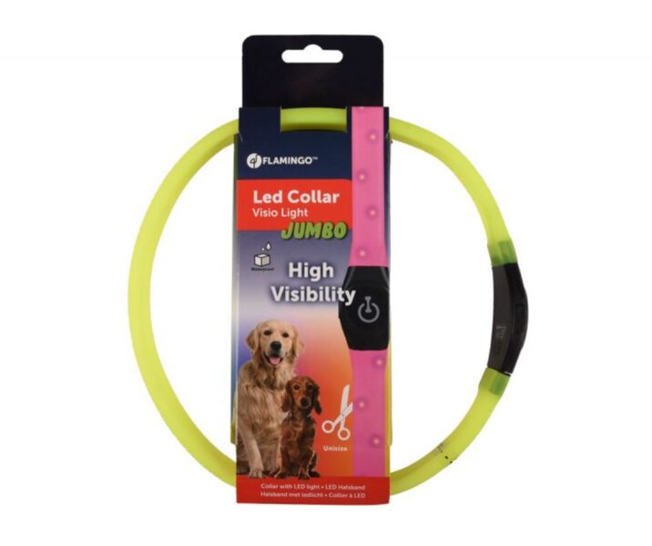 Safety neck strap 'VISIO LIGHT JUMBO' made of silicone with yellow LED, 33-64 cm x 25 mm, 519764