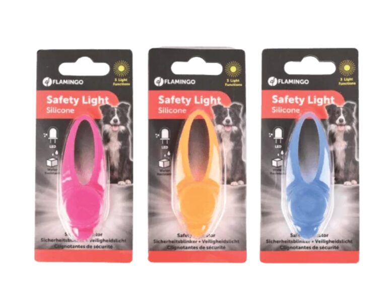 Safety pendant with silicone and LED illumination, color assortment, 8 x 2.5 x 2 cm, 64723