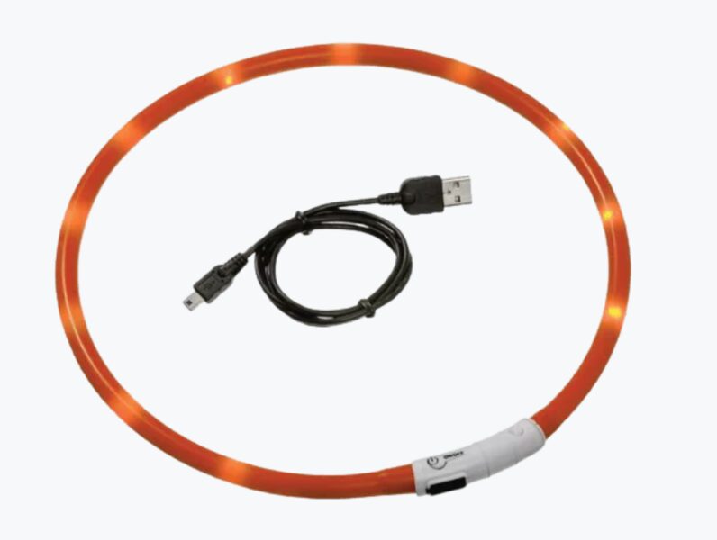 Drošības kakla siksna “VISIO LIGHT "BASIC” silikona ar LED oranža 20-70 cm x 10 mm" 64904