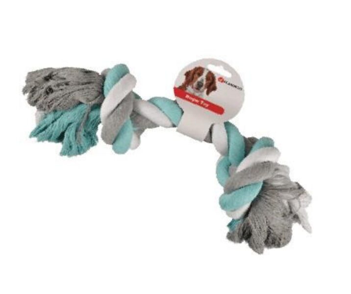 Rotaļlieta suņiem DT kokvilnas aukla ar 2 mezgliem mint/white/grey L 517271