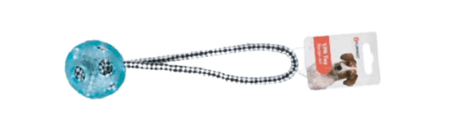 Rotaļlieta suņiem DT kokvilnas aukla ar TPR gumijas bumbu Djengo blue 25 cm 519721