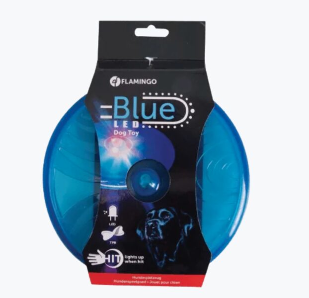 Rotaļlieta suņiem TPR frisbija šķīvis ar LED apgaismojumu zils 20 cm 514961
