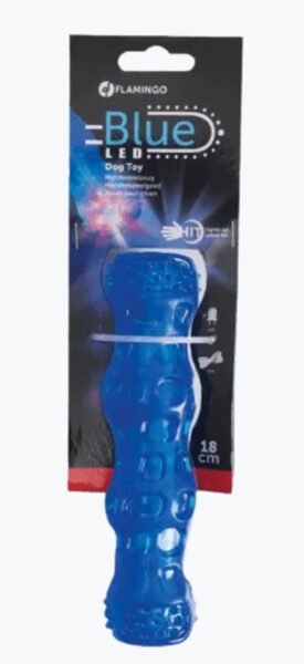 Rotaļlieta suņiem TPR kociņš ar LED apgaismojumu zils 18 cm 514984