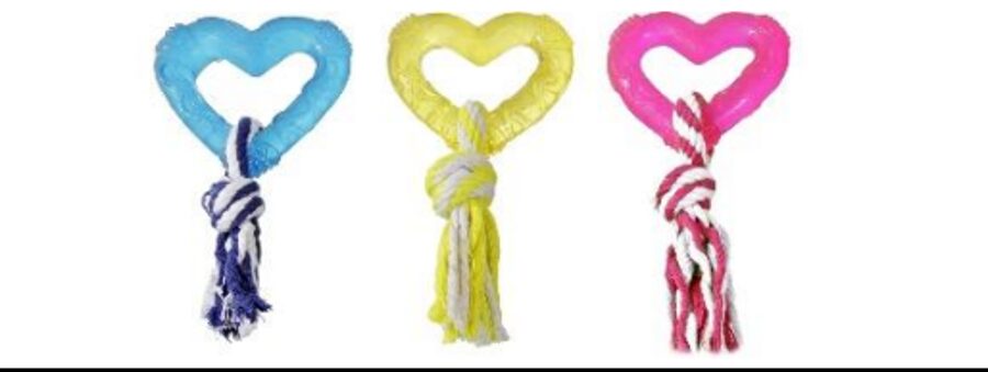 FLMG rotaļlieta suņiem TPR riņķis–sirds ar auklu peldošs iep.3 (8 cm) krāsu asorti 1031010 