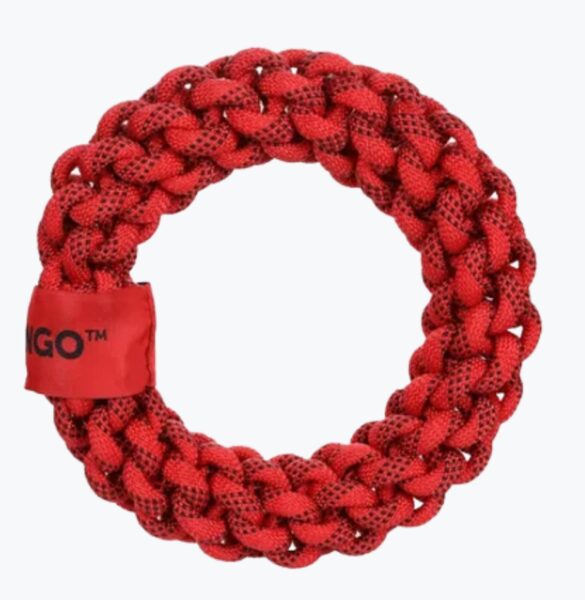 FLMG rotaļlieta suņiem DT Vokas pītas auklas riņķis peldošs red/black S iep.3 (20 cm) 521066