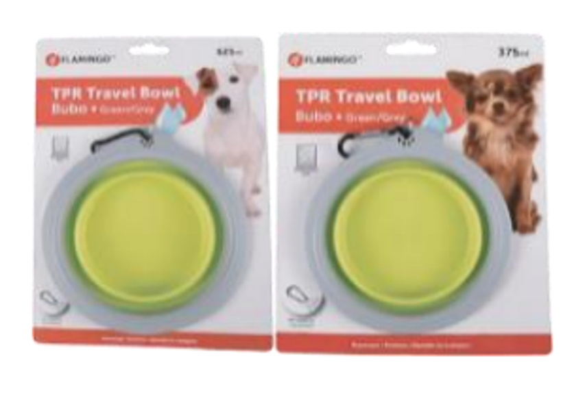 Collapsible travel bowl "BUBO" green/grey 375 ml 520308