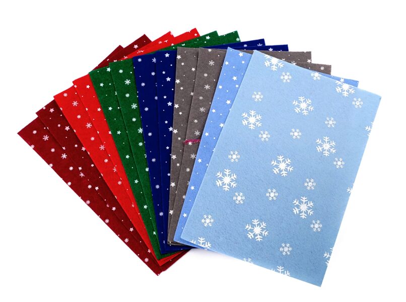 Ziemassvētku filca komplekts - Zvaigzne, Sniegpārsliņa 20x30 cm