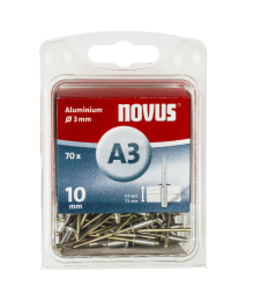 Novus kniedes A3x10 ALU 70 gab