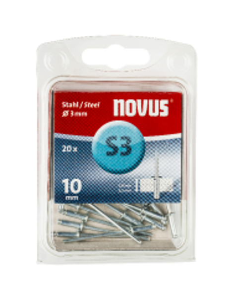 Novus kniedes A3x10 STAHL 20 gab