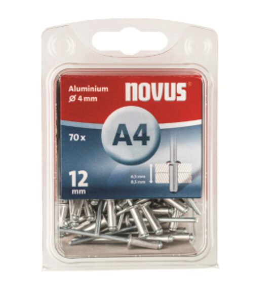 Novus kniedes A4x12 ALU 70 gab