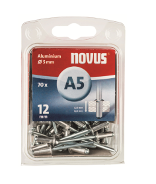 Novus kniedes A5x12 ALU 70 gab