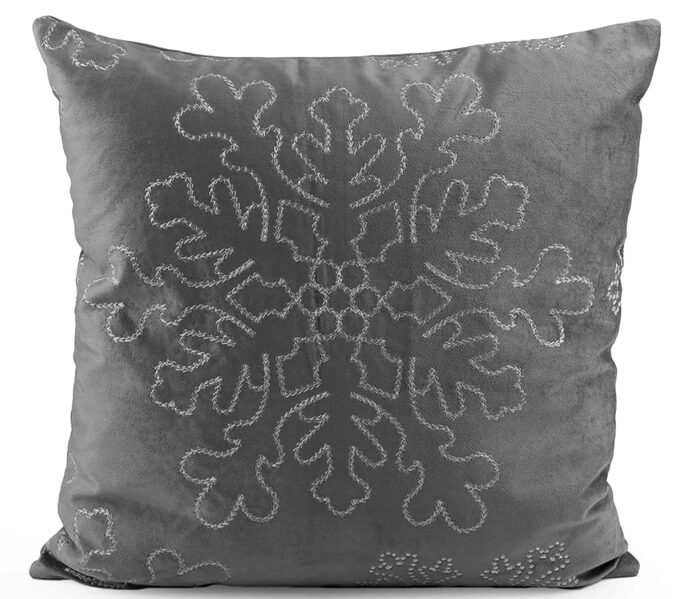 Samta spilvens / Spilvendrāna, izšūtas sniegpārslas 44x44cm