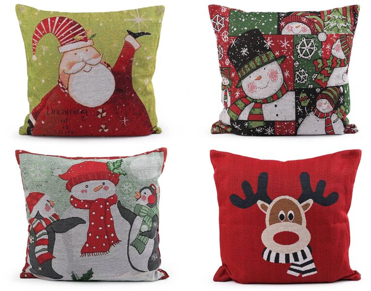 Ziemassvētku gobelēna spilvens / spilvendrāna, bērnu zīmējums 45x45cm