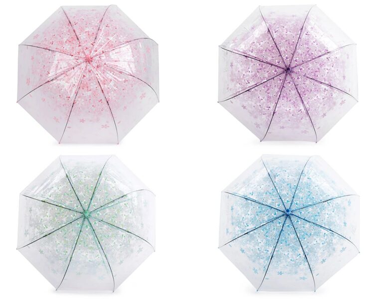 Meiteņu caurspīdīgs, automātiski atverams lietussargs ar ziediem