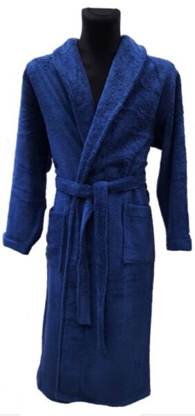 Terry cloth bathrobe solo navy blue