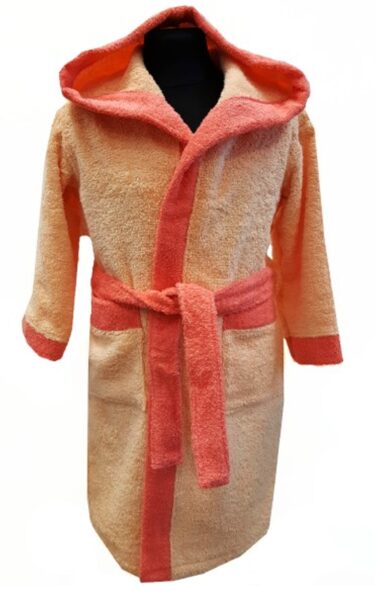 Bērnu frotē halāts ar kapuci, peach