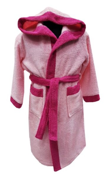 Bērnu frotē halāts ar kapuci, pink