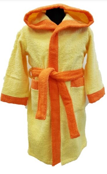 Bērnu frotē halāts ar kapuci, dzeltens