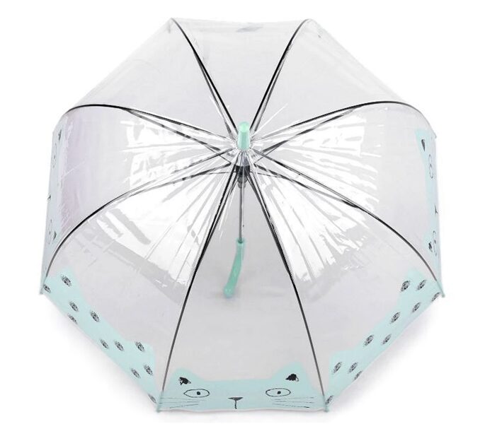 Caurspīdīgs lietussargs ar kaķi meitenēm