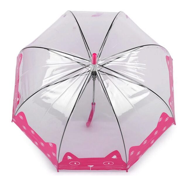 Caurspīdīgs lietussargs ar kaķi meitenēm