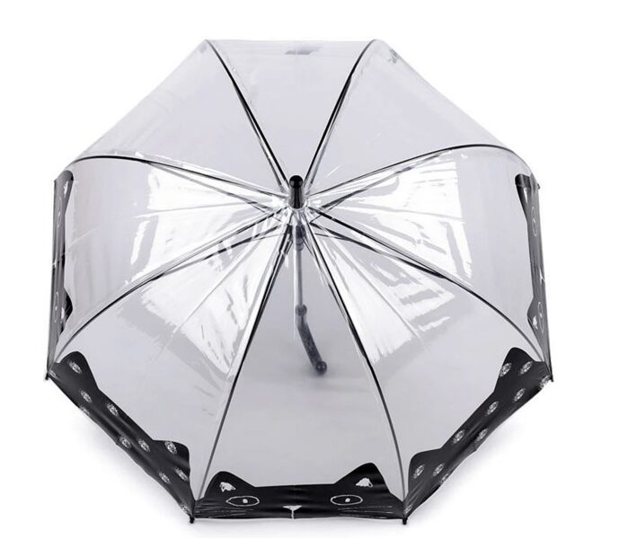 Caurspīdīgs lietussargs ar kaķi meitenēm