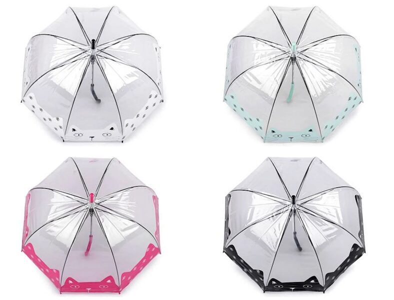 Caurspīdīgs lietussargs ar kaķi meitenēm