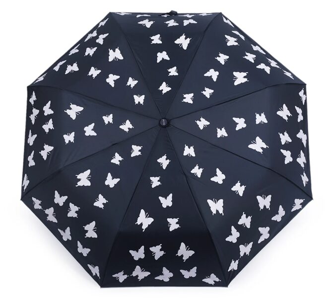 Dāmu saliekams automātiski atverams burvju lietussargs ar taureņu zīmējumiem