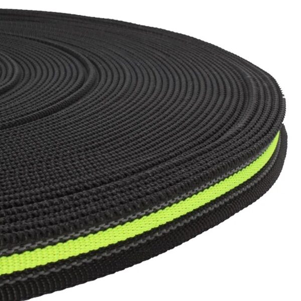 Polipropilēna lenta ar gumiju 20 mm melna / dzeltena 50 m