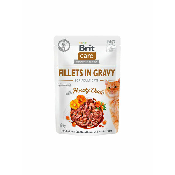Brit Care Cat Pouch Fillets in Gravy Hearty Duck 85 g mitrā barība kaķiem