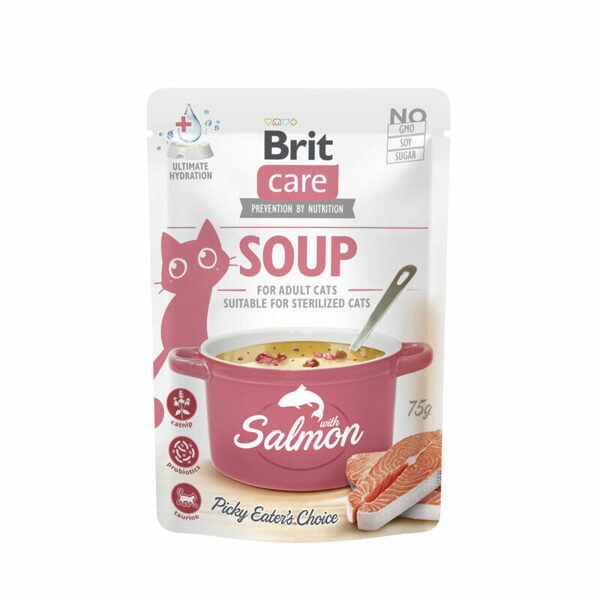 Brit Care Cat Soup Salmon zupa ar lasi kaķiem 75 g