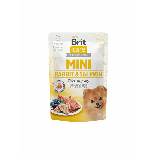 Brit Care Mini wet Rabbit & Salmon fillets in gravy 85 g mitrā barība suņiem
