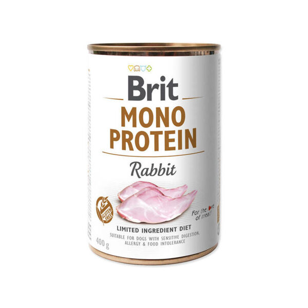 BRIT CARE wet Mono Protein Rabbit 400 g konservi suņiem