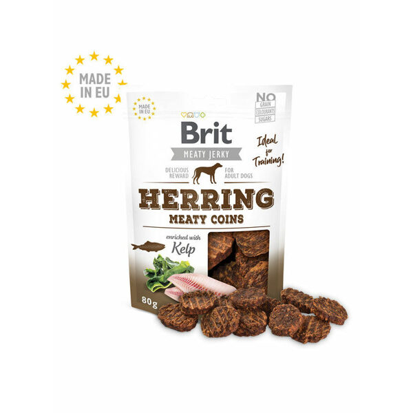 Brit Jerky Herring Meaty Coins Snack 80 g kārums suņiem