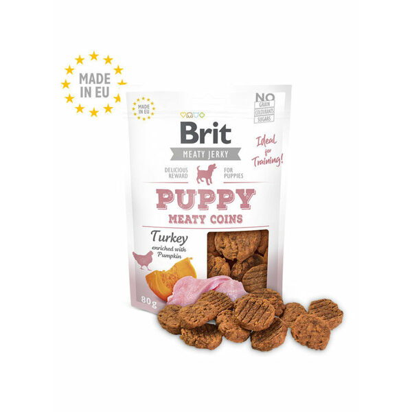 Brit Jerky Puppy Turkey Meaty Coins Snack 80 g kārums suņiem