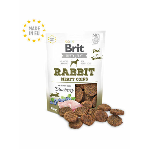 Brit Jerky Rabbit Meaty Coins Snack 80 g kārums suņiem