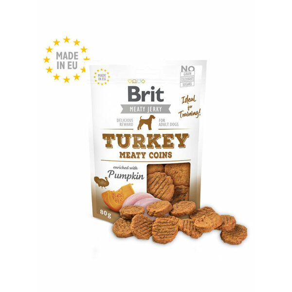 Brit Jerky Turkey Meaty Coins Snack 80 g kārums suņiem