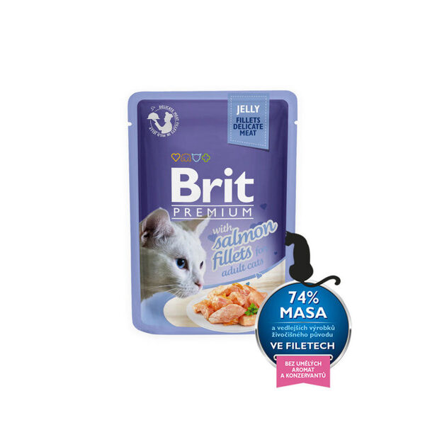 Brit Premium Cat Delicate Fillets in Jelly with Salmon 85 g konservi kaķiem