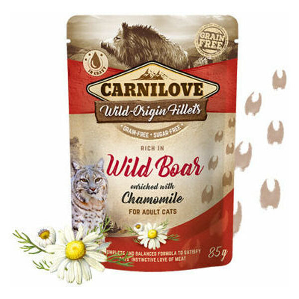Carnilove Cat Pouch Wild Boar Chamomile 85g mitrā barība kaķiem