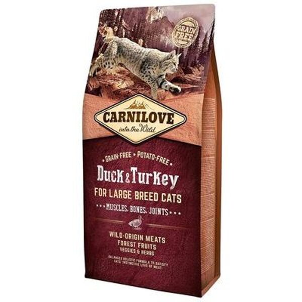 CARNILOVE Duck & Turkey Large Breed Cats 6kg barība kaķiem