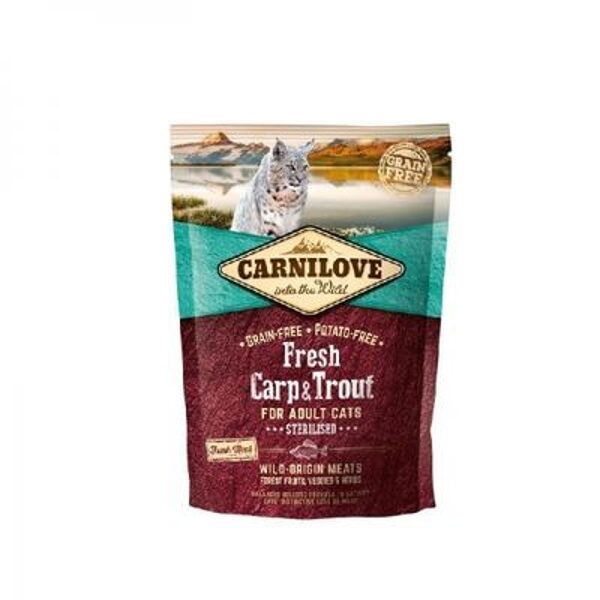 CARNILOVE Fresh Carp & Trout Sterilised for Adult 0,4kg barība kaķiem