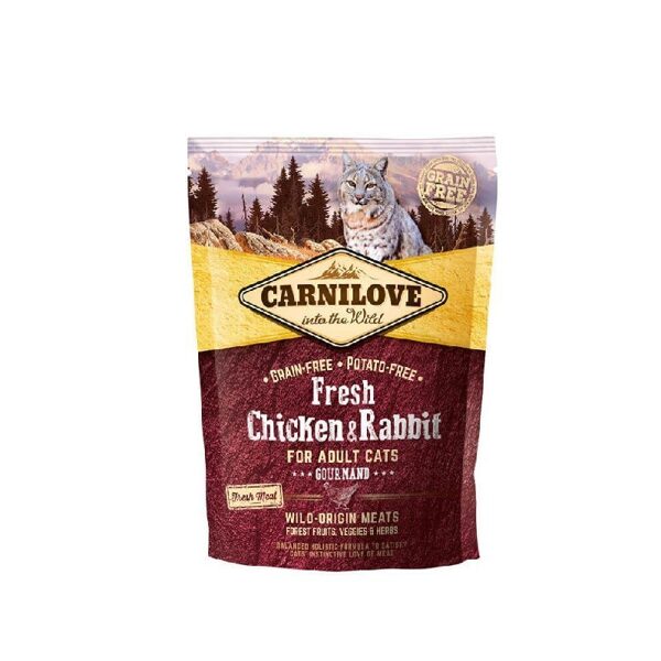 CARNILOVE Fresh Chicken & Rabbit Gourmand for Adult 0,4kg barība kaķiem