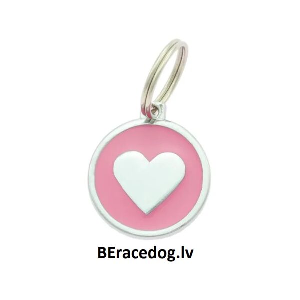 Suņu ID kaklasiksnas kulons SIRSNIŅA rozā komplekts