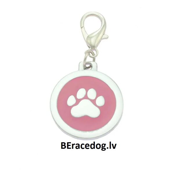 Suņu ID kaklasiksnas kulons ĶEPA rozā komplekts
