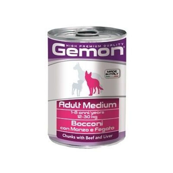 GEMON Dog chunkies Adult MEDIUM with beef & liver 0.415kg konservi suņiem