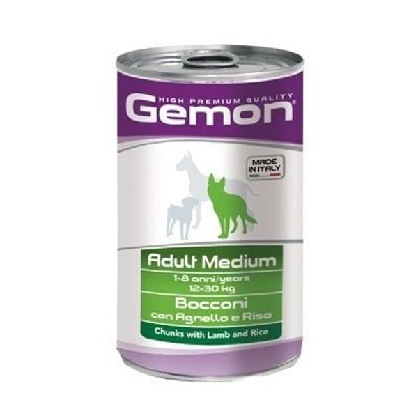 GEMON Dog chunkies Adult MEDIUM with lamb & rice 1.250kg konservi suņiem