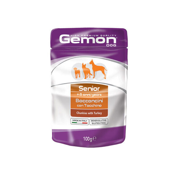 GEMON Dog pouches chunkies Senior with turkey 100 g konservi suņiem