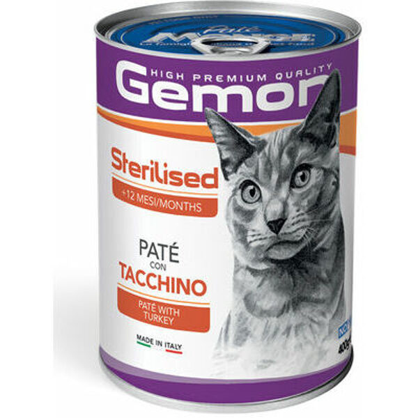 GEMON Wet Cat patee Sterilized with turkey 400 g pastēte kaķiem
