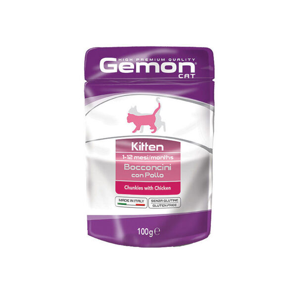GEMON Wet Cat pouch Kitten with chicken 100 g konservi kaķiem