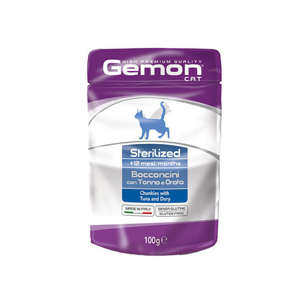 GEMON Wet Cat pouch Sterilized with tuna/dory 100 g konservi kaķiem